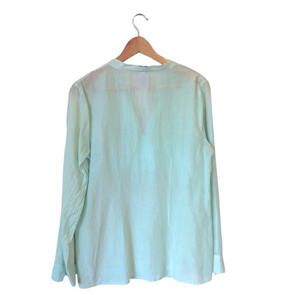 Banana Republic Linen Blend Sheer Light Green Tunic Floral Embroidered Women’s L - Picture 4 of 9